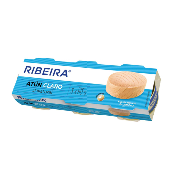 RIBEIRA Atún claro al natural 3 uds x 52 g. 3 x 56 g