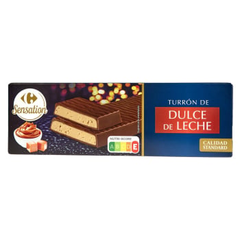 Turrón praliné dulce de leche Carrefour Sensation 150 g.