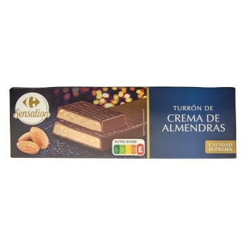 Turrón praliné de crema de almendras Carrefour Sensation 150 g.