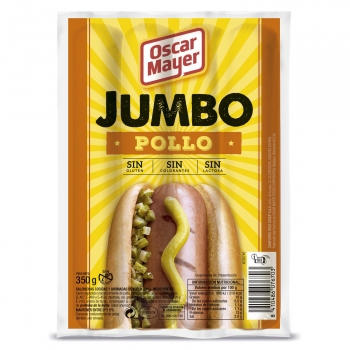 Salchichas Jumbo de pollo Oscar Mayer sin gluten sin lactosa 350 g.