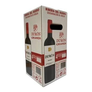 Caja de 4 botellas de vino tinto crianza tempranillo Durón D.O. Ribera del Duero 75 cl. 4 x 75 cl