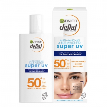 Crema solar facial con ácido hialurónico SPF 50+ sensitive advancedGarnier Delial 40 ml.