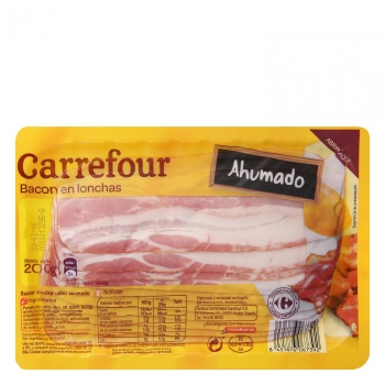 Bacon en lonchas Carrefour sin gluten 200 g.