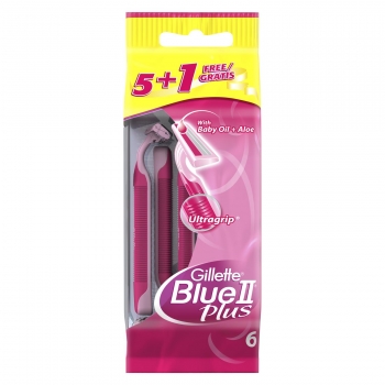 Maquinillas depilatorias desechables con aceite infantil y aloe Blue II Plus Gillette 5 ud.