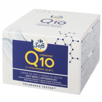 Crema de noche antiarrugas Q10 hidrata y mejora la elasticidad Carrefour Soft 50 ml