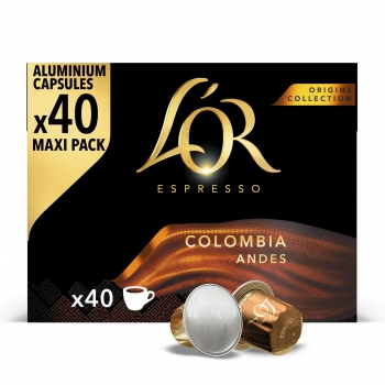 Café Colombia en cápsulas L'or Espresso compatible con Nespresso 40 unidades de 5,2 g.