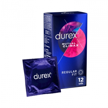 Preservativos con puntos y estrías para ella y efecto retardante eyaculación para él Mutual Clímax Durex 12 ud.