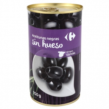 Aceitunas negras Cacereñas sin hueso Carrefour 150 g.