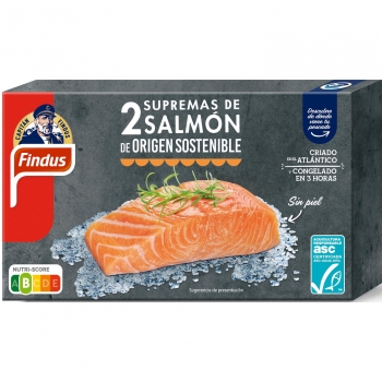 Supremas de salmón sin piel congelado Findus 200 g.