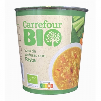 Sopa de verduras con pasta ecológica Carrefour Bio 56 g.