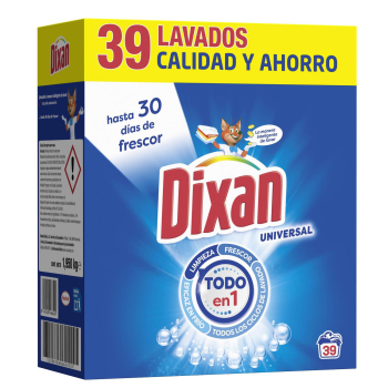 Detergente en polvo Universal Dixan 39 lavados.