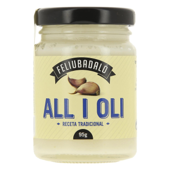 Salsa allioli con aceite de girasol Feliubadaló sin gluten tarro 95 g.