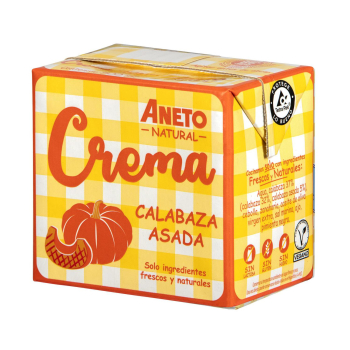 Crema de calabaza asada Aneto sin gluten y sin lactosa brik 500 ml.