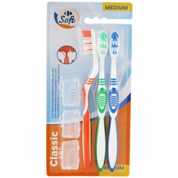 Cepillo de dientes medio Carrefour Soft 3 ud.