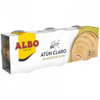 Atún claro en aceite de oliva Albo pack de 3 latas de 54 g.