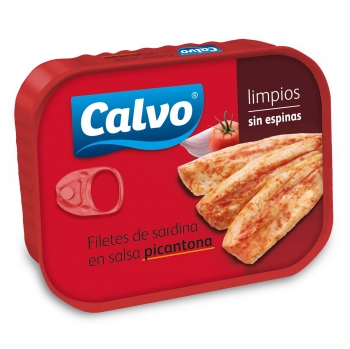 Filetes de sardinas en salsa picantona Calvo sin gluten y sin lactosa 75 g.
