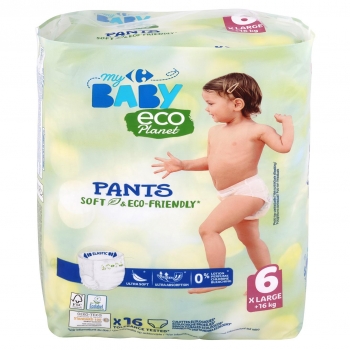 Pants soft & eco-friendly ecológico My Carrefour Baby T6 (+16 kg) 16 ud.