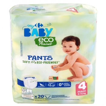 Pants soft & eco-friendly ecológico My Carrefour Baby T4 (8-15 kg) 20 ud.