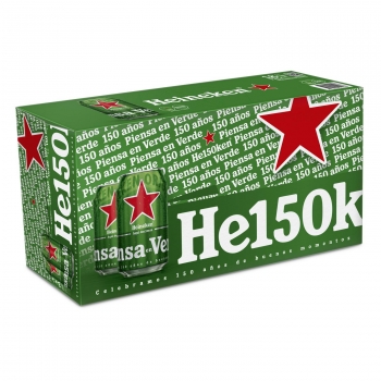 Cerveza rubia Heineken Lager pack de 18 latas de 33 cl.