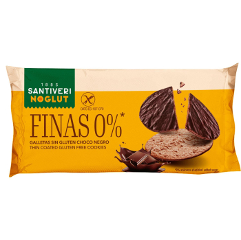 Galletas bañadas en chocolate Santiveri Noglut sin gluten y sin azúcar añadido 88 g.