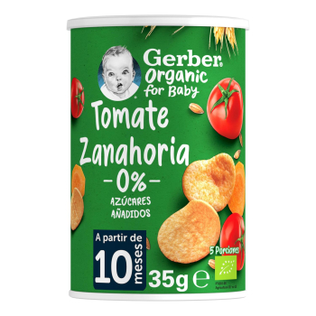 Snack tomate y zanahoria desde 10 meses ecológico Gerber Organic for Baby 35 g.