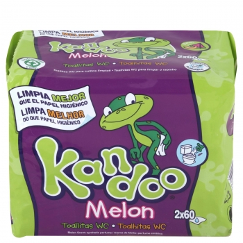 Toallitas para bebé melón Kandoo pack 2 paquetes de 60 ud.