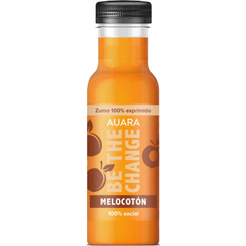 Zumo de melocotón Be The Change Auara botella 33 cl.
