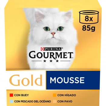 Comida húmeda mousse surtido para gato adulto Purina Gourmet Gold  8x85 g