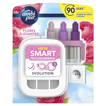 Ambientador eléctrico flores elegantes 3Volution aparato y recambio Ambi Pur 1 ud.
