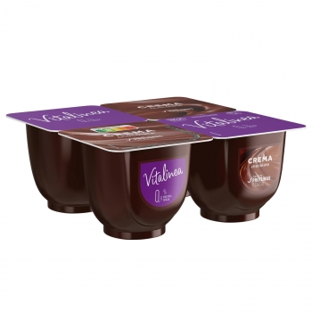 Crema de chocolate Danone Vitalinea sin gluten pack de 4 unidades de 125 g.