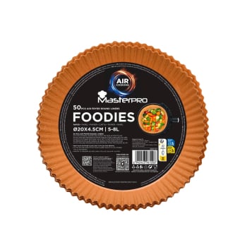 Set 50 Moldes de Papel para Freidora de Aire Redondo 20x4,5 cm MASTERPRO Foodies