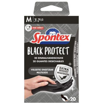20 Guantes de nitrilo desechables SPONTEX - Negro