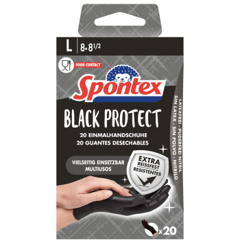 20 Guantes de nitrilo desechables SPONTEX L - Negro
