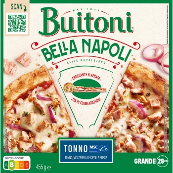 Pizza con atún, mozzarella y cebolla roja Bella Napoli Buitoni 455 g.