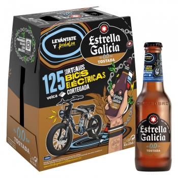 Cerveza tostada Estrella Galicia 0.0 alcohol pack 6 botellas 25 cl.