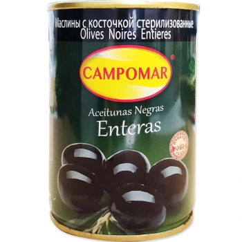 Aceitunas negras con hueso Campomar 150 g.