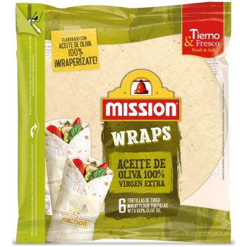 Wraps tortillas de trigo con aceite de oliva virgen extra Mission 6 ud.
