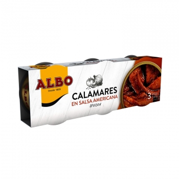 Calamares en salsa americana Albo sin gluten pack de 3 unidades de 50 g.