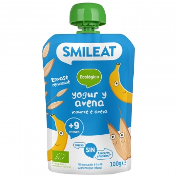 Bolsita de yogur y avena desde 12 meses ecológico Smileat 100 g.