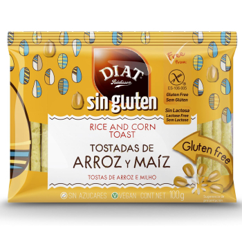 Tostadas de arroz y maíz Diat Rádisson sin gluten, sin lactosa y sin azúcar 100 g.