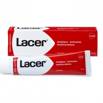Dentífrico antiplaca y anticaries de uso diario con flúor Lacer 75 ml.
