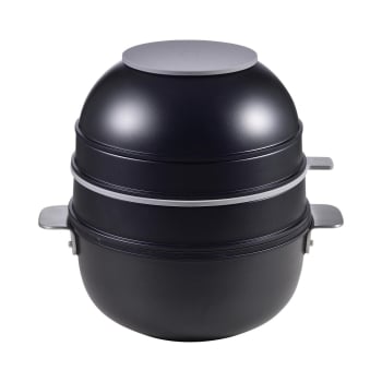 Batería de Cocina MASTERPRO Share & Play, Aluminio Fundido, 10 Piezas, Aptas Inducción, Negro
