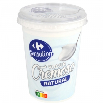 Yogur natural cremoso Carrefour Sensation 500 g.