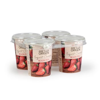 Yogur cremoso de fresa Ametller Origen pack de 4 unidades de 125 g. 4 x 125 g