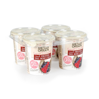 Yogur desnatado cremoso con frutas del bosque y chía Ametller Origen pack de 4 unidades de 125 g. 4 x 125 g