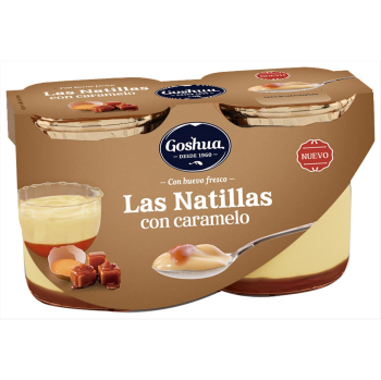 Natillas de huevo con caramelo Goshua sin gluten pack de 2 unidades de 125 g. 2 x 125 g