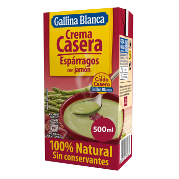 Crema casera de espárragos con jamón 100% natural Gallina Blanca sin gluten 500 ml.