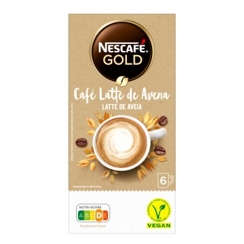 Café soluble latte avena en sobres Nescafé Gold pack de 6 unidades de 16 g.