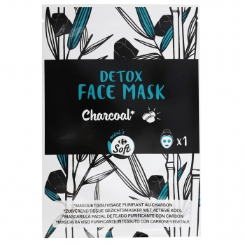 Mascarilla facial de tejido purificarte con carbón vegetal Carrefour Soft 1 ud.