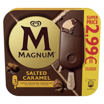 Helado de caramelo salado recubierto de chocolate con leche Magnum 3 ud.